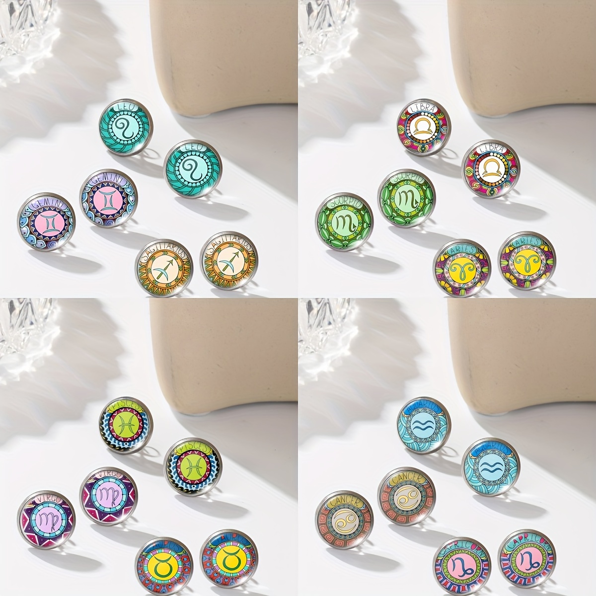 Zodiac Constellation Symbol Earrings Set